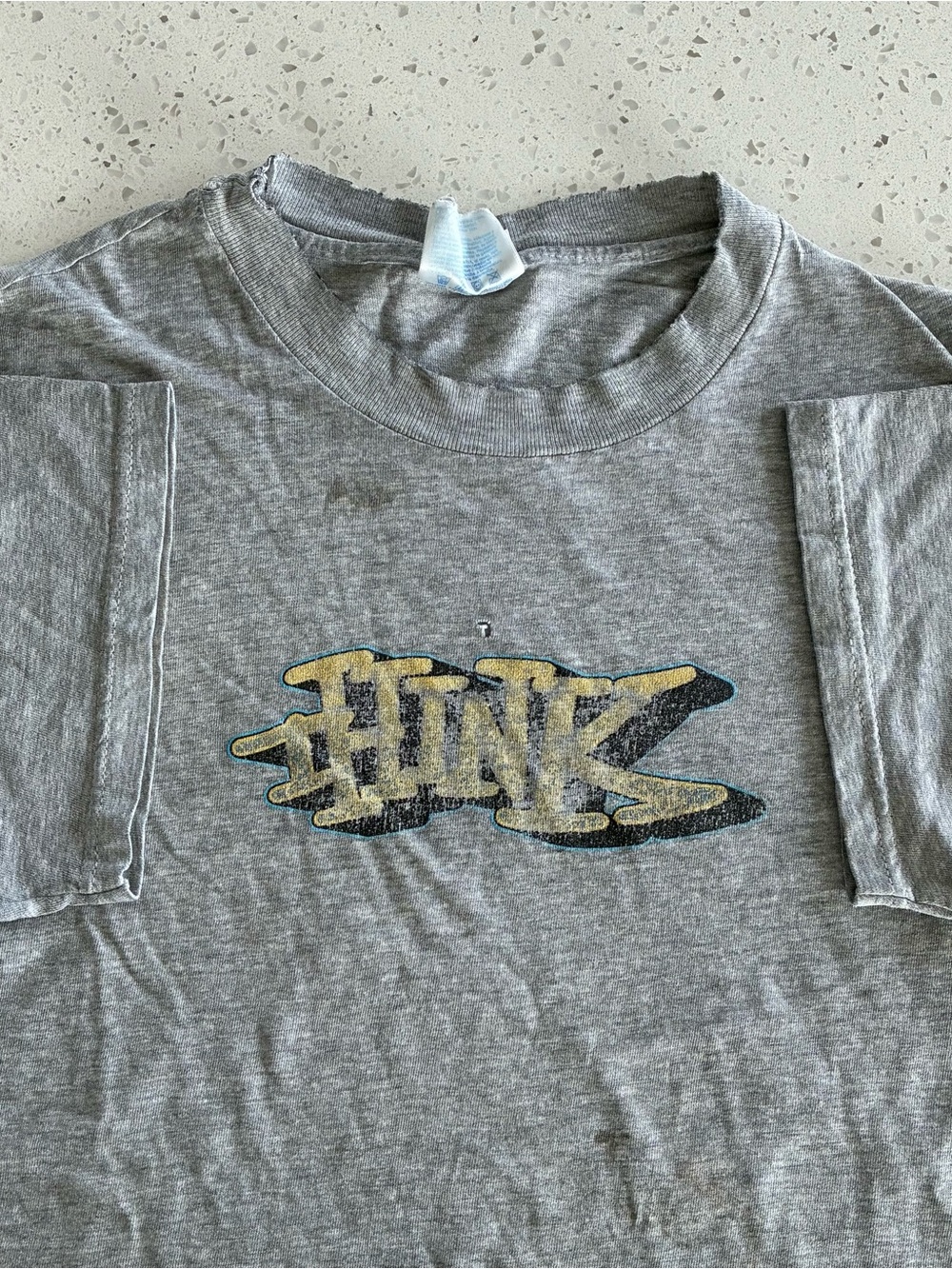 A1 - VINTAGE 90s THINK SKATEBOARDS THRASHED FAXED HANES T SHIRT